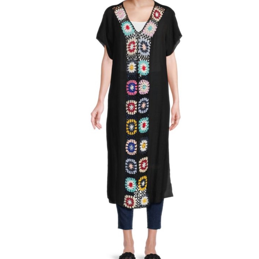 Saks Fifth Avenue‎ Black Crochet Kaftan